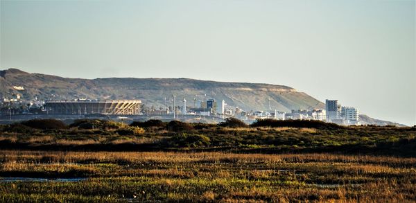 Scenic view of landscape against clear sky