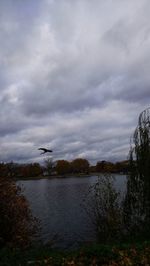 View of lake against cloudy sky