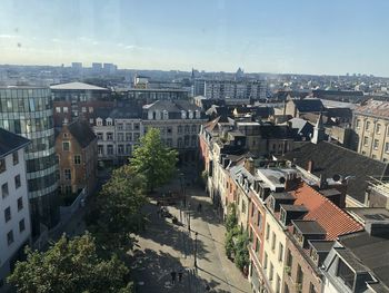 High angle view of townscape against sky