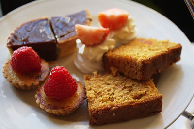 Close-up of pastries in plate