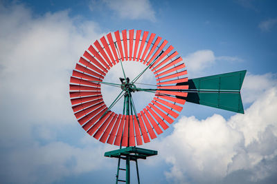 Low angle view of wind vane against sky