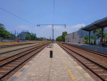 Empty railroad station platform