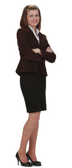 Portrait of a smiling young woman over white background