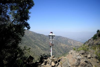 Scenic view of mountains against clear sky