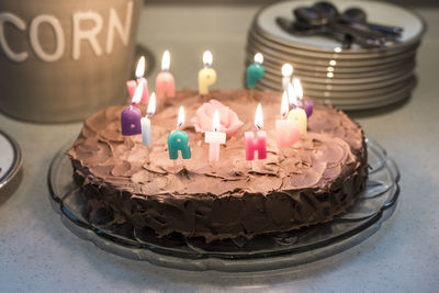 High angle view of cake on table