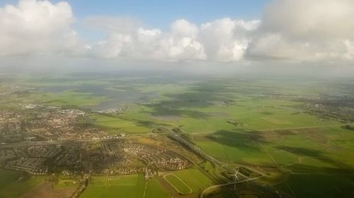 Aerial view of landscape against sky