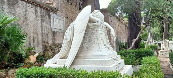 Statue against trees and plants