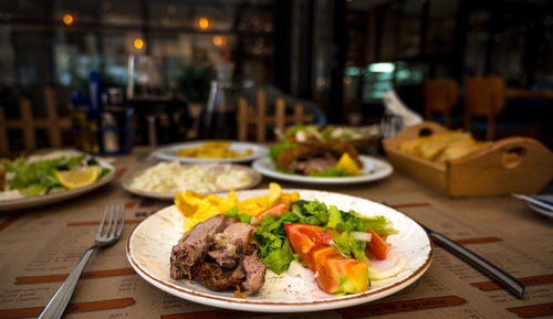 Close-up of food on table