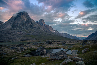 Scenic view of mountains against sky