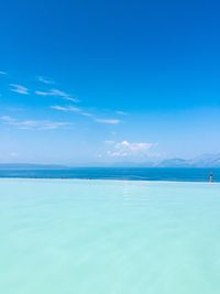 Scenic view of sea against blue sky