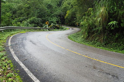 Road amidst trees and plants