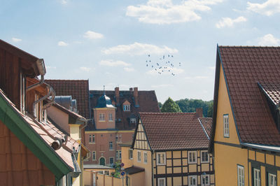 Low angle view of residential buildings against sky