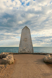 The trinity house obelisk or trinity house landmark, portland bill.  isle of portland, dorset, uk.