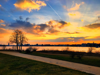 Scenic view of landscape at sunset