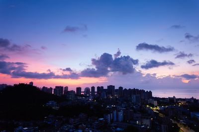 Buildings against sky during sunset