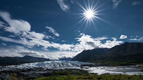 Scenic view of mountains against sky