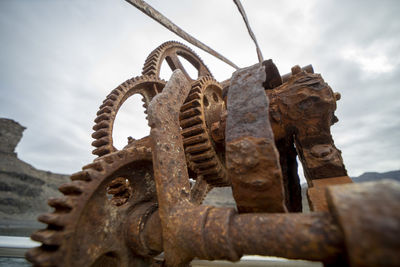 Close-up of rusty machine part