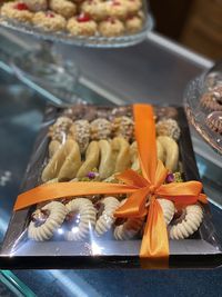 High angle view of food on table