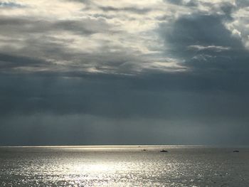 Scenic view of sea against cloudy sky