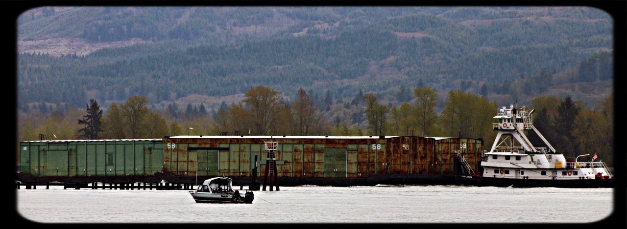 transportation, mode of transport, nautical vessel, winter, boat, snow, cold temperature, sky, tree, nature, moored, weather, land vehicle, lake, travel, tranquil scene, mountain, tranquility, transfer print, scenics