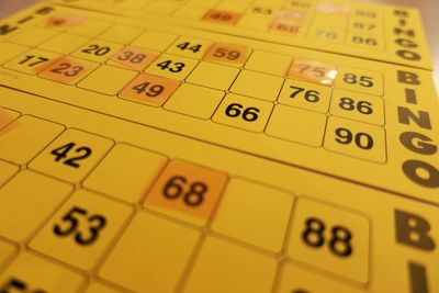 Close-up of bingo tickets