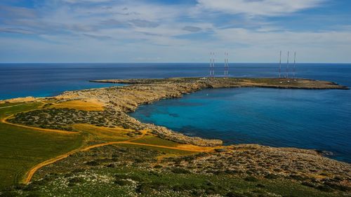 High angle view of sea against sky