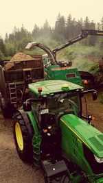 Tractor on agricultural farm