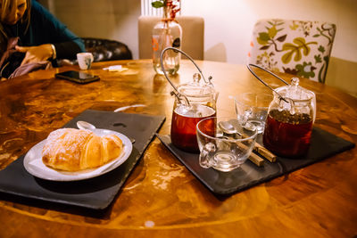 High angle view of food on table