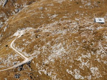 High angle view of road by river