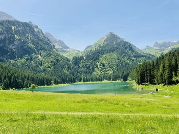 Scenic view of mountains against sky