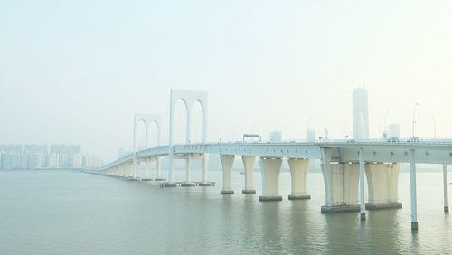 Bridge over river against clear sky