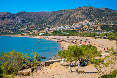 Scenic view of beach against clear sky