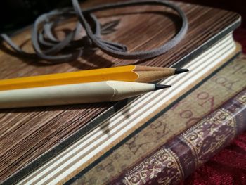 Close-up of objects on table