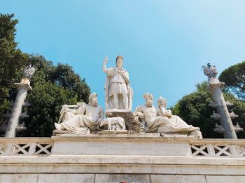 Low angle view of statue against clear sky