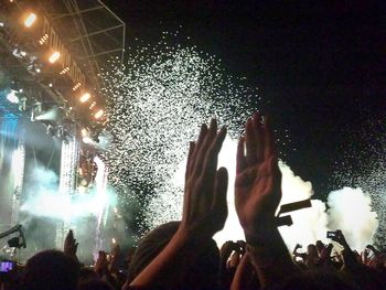 People enjoying music concert at night