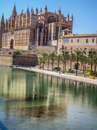 Reflection of building in water