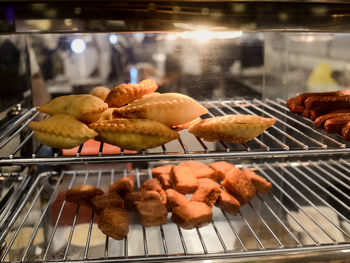 Close-up of food on barbecue grill