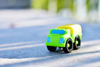 Close-up of toy car on table