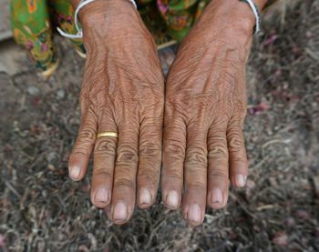 Close-up of wrinkled hands 