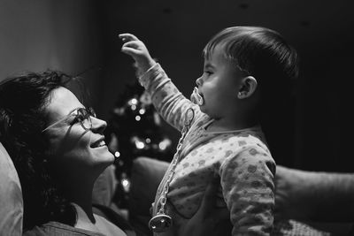 Woman with baby girl at home