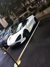 High angle view of car on street