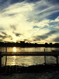 Scenic view of lake at sunset