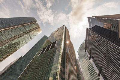 Low angle view of modern buildings against sky