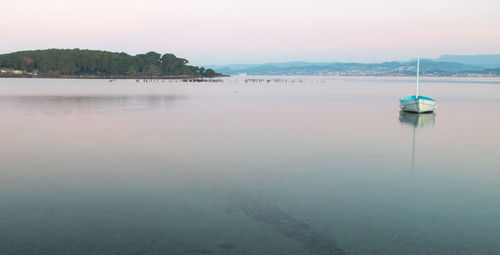 Sunrise over the mediterranean sea at le brusc in six-fours-les-plages in the vaucluse