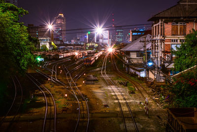 High angle view of shunting yards at hua lamphong station