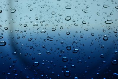 Full frame shot of raindrops on glass