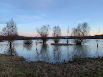 Scenic view of lake against sky