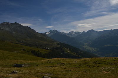 Scenic view of mountains against sky