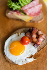 High angle view of food on table