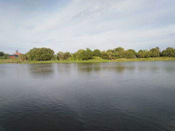 Scenic view of lake against sky